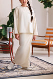 The Akari Folded Skirt - Cream Stripe