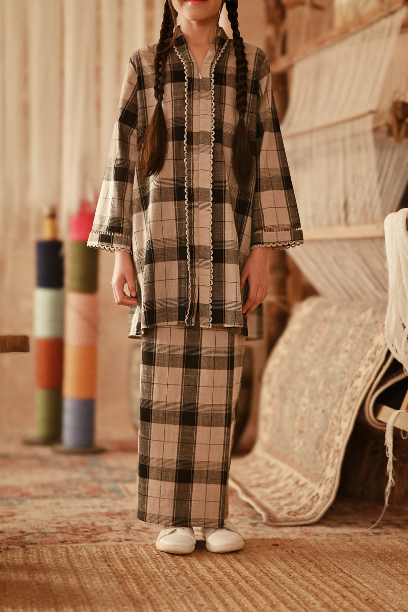 The Asal Kita Folded Skirt - Vintage Grid