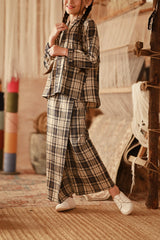 The Asal Kita Folded Skirt - Blue Tartan