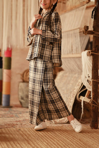 The Asal Kita Folded Skirt - Blue Tartan