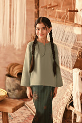 The Asal Kita Kedah Broderie Blouse - Pistachio