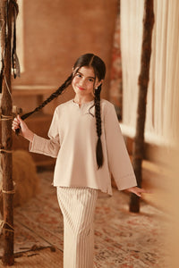 The Asal Kita Kedah Broderie Blouse - Nude