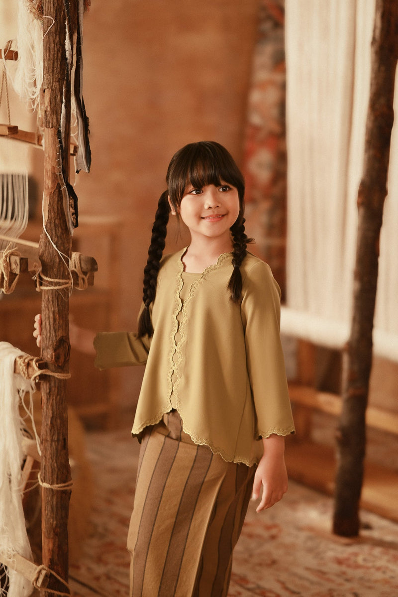 The Asal Kita Embellish Kebaya Top - Butter Olive
