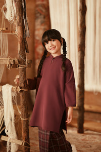 The Asal Kita Fusion Kurung Top - Royal Burgundy