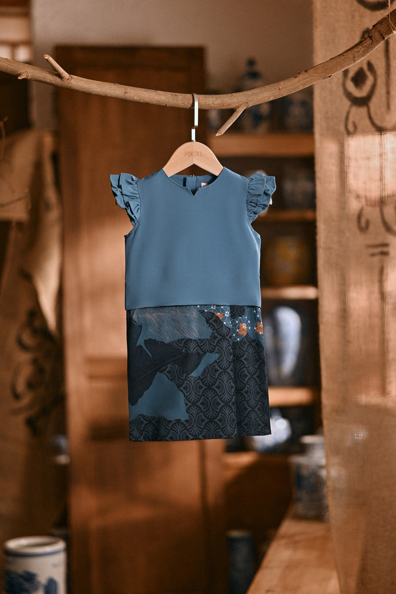 The Hariri Babies Broderie Kurung - Jade Teal Oasis