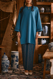 The Hariri Women Folded Skirt - Teal Borneo