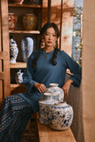 The Hariri Women Pesak Kurung Top - Jade Teal