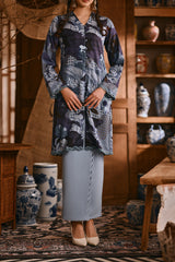 The Hariri Women Broderie Skirt - Blue Fog