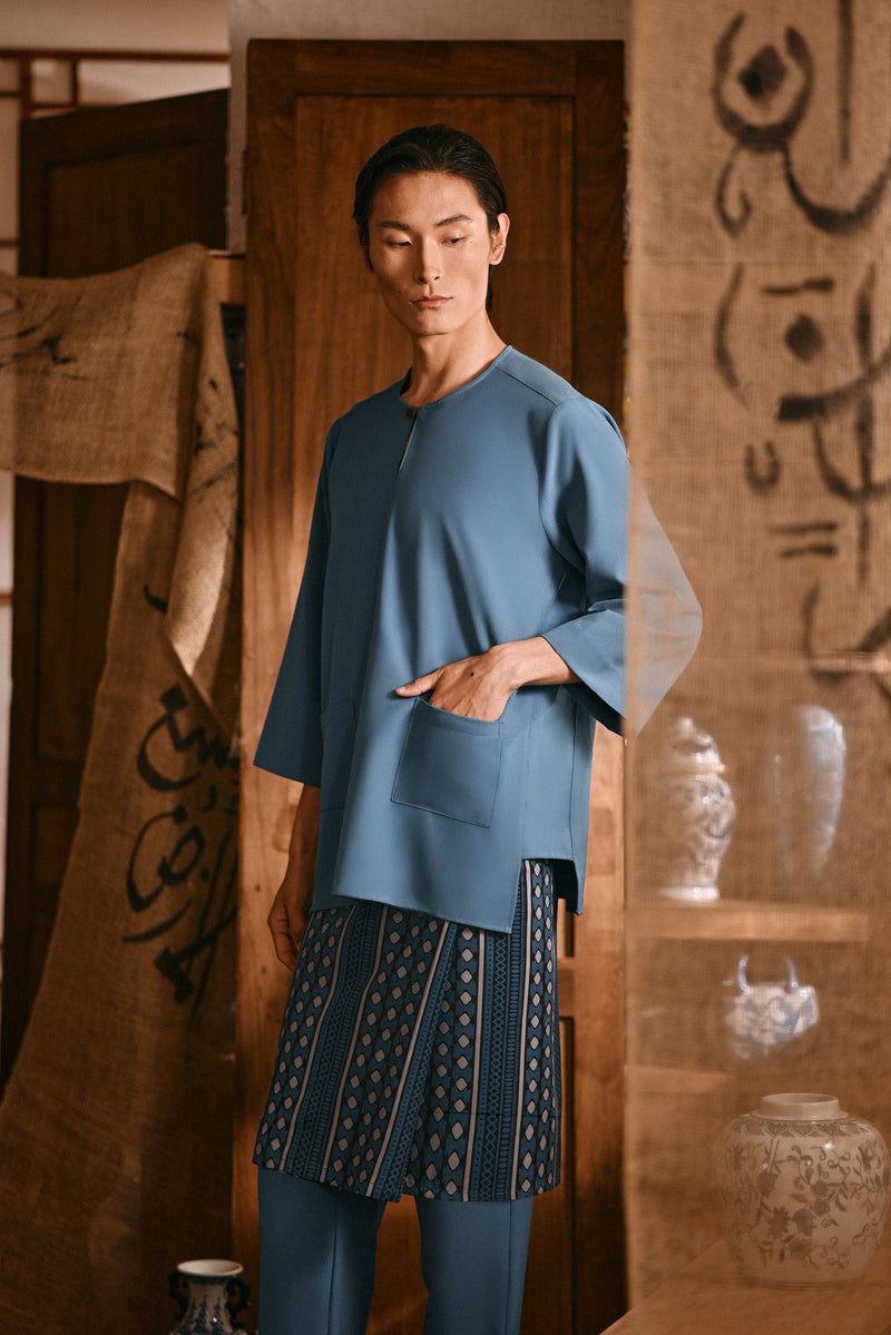 The Hariri Men 3/4 Sleeve Kurta - Jade Teal