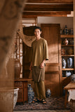 The Hariri Men 3/4 Sleeve Kurta - Butter Olive