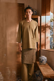 The Hariri Men 3/4 Sleeve Kurta - Butter Olive