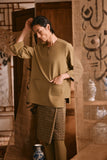 The Hariri Men 3/4 Sleeve Kurta - Butter Olive