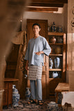 The Hariri Men 3/4 Sleeve Kurta - Blue Fog