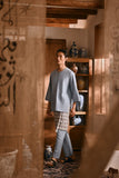 The Hariri Men 3/4 Sleeve Kurta - Blue Fog