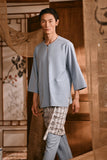 The Hariri Men 3/4 Sleeve Kurta - Blue Fog
