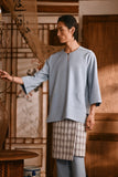 The Hariri Men 3/4 Sleeve Kurta - Blue Fog