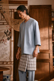 The Hariri Men 3/4 Sleeve Kurta - Blue Fog