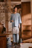 The Hariri Men 3/4 Sleeve Kurta - Blue Fog