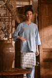 The Hariri Men 3/4 Sleeve Kurta - Blue Fog