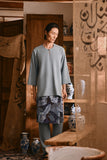 The Hariri Men 3/4 Sleeve Kurta - Silver Blue