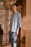 The Hariri Men 3/4 Sleeve Kurta - Silver Blue