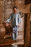 The Hariri Men 3/4 Sleeve Kurta - Silver Blue