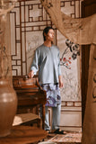 The Hariri Men 3/4 Sleeve Kurta - Silver Blue