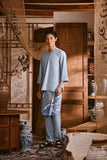 The Hariri Men 3/4 Sleeve Kurta - Clean Blue