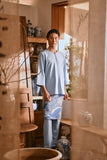 The Hariri Men 3/4 Sleeve Kurta - Clean Blue