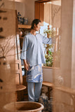 The Hariri Men 3/4 Sleeve Kurta - Clean Blue