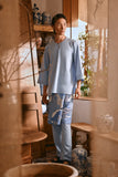 The Hariri Men 3/4 Sleeve Kurta - Clean Blue