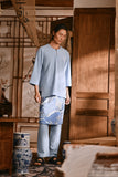 The Hariri Men 3/4 Sleeve Kurta - Clean Blue