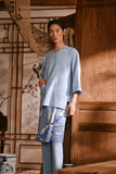 The Hariri Men 3/4 Sleeve Kurta - Clean Blue
