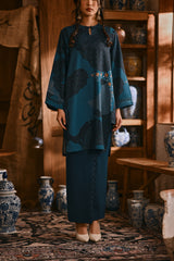 The Hariri Women Broderie Skirt - Deep Teal