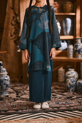 The Hariri Broderie Skirt - Deep Teal