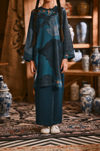 The Hariri Broderie Skirt - Deep Teal