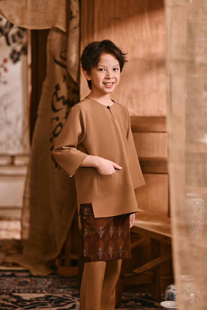 The Hariri 3/4 Sleeve Kurta - Latte