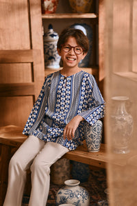 The Hariri 3/4 Sleeve Kurta - Blue Borneo