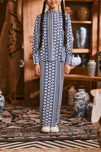 The Hariri Folded Skirt - Blue Borneo