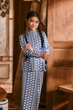 The Hariri Mandarin Collar Blouse - Blue Borneo