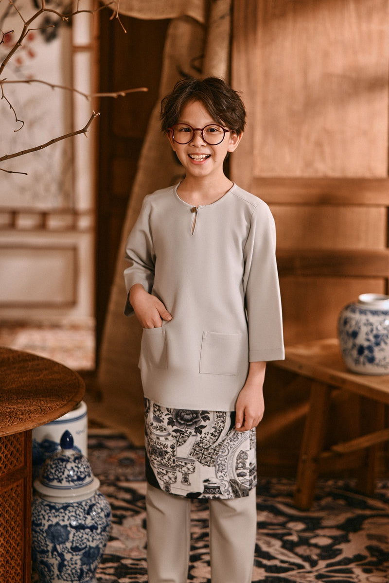 The Hariri 3/4 Sleeve Kurta - Grey