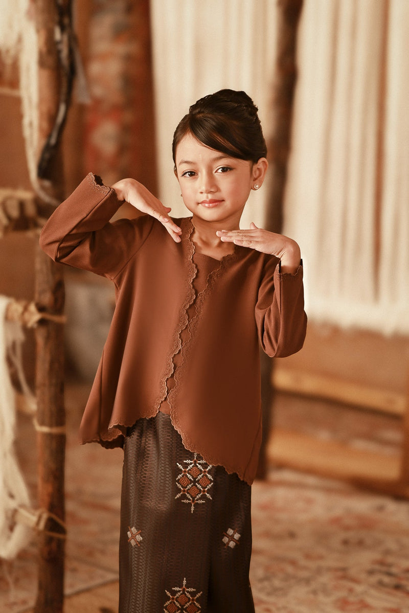 The Asal Kita Embellish Kebaya Top - Milk Chocolate
