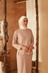 The Asal Kita Women Kedah Striped Blouse - Peanut Regal