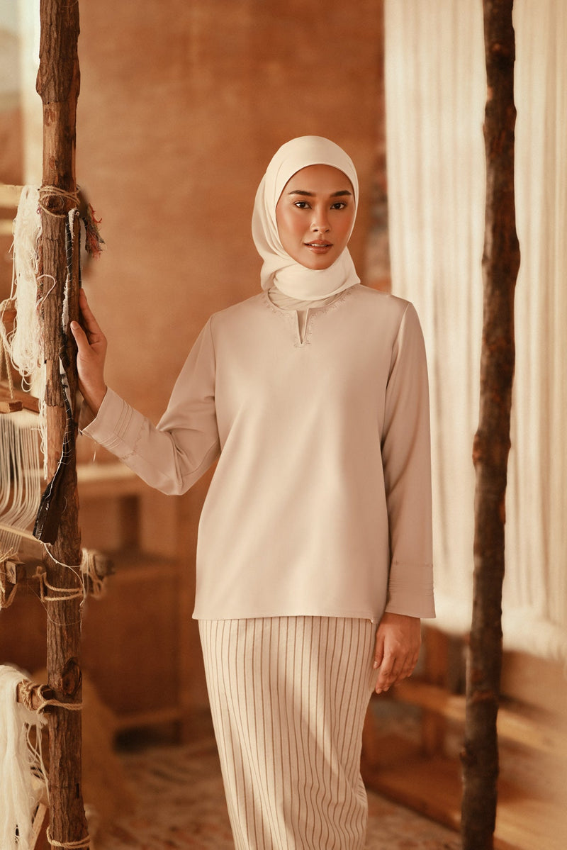 The Asal Kita Women Kedah Broderie Blouse - Nude