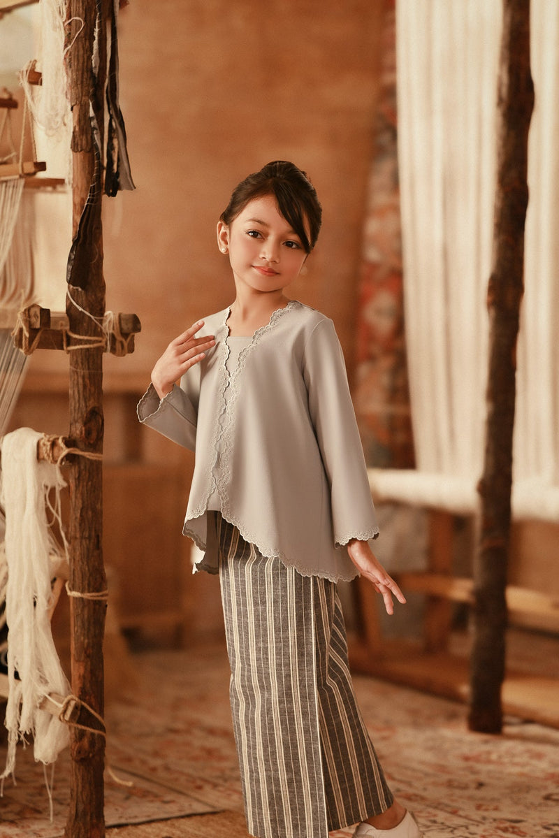 The Asal Kita Embellish Kebaya Top - Stone Grey