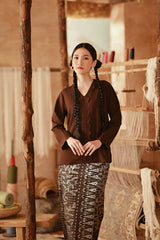 The Asal Kita Women Embroidered Kebaya Top - Dark Burgundy