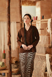 The Asal Kita Women Embroidered Kebaya Top - Dark Burgundy