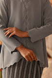The Asal Kita Women Embellish Kebaya Top - Stone Grey
