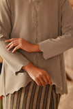 The Asal Kita Women Embellish Kebaya Top - Stone Grey