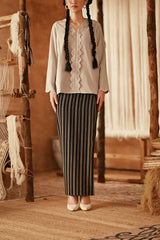 The Asal Kita Women Folded Skirt - Phantom Stripe